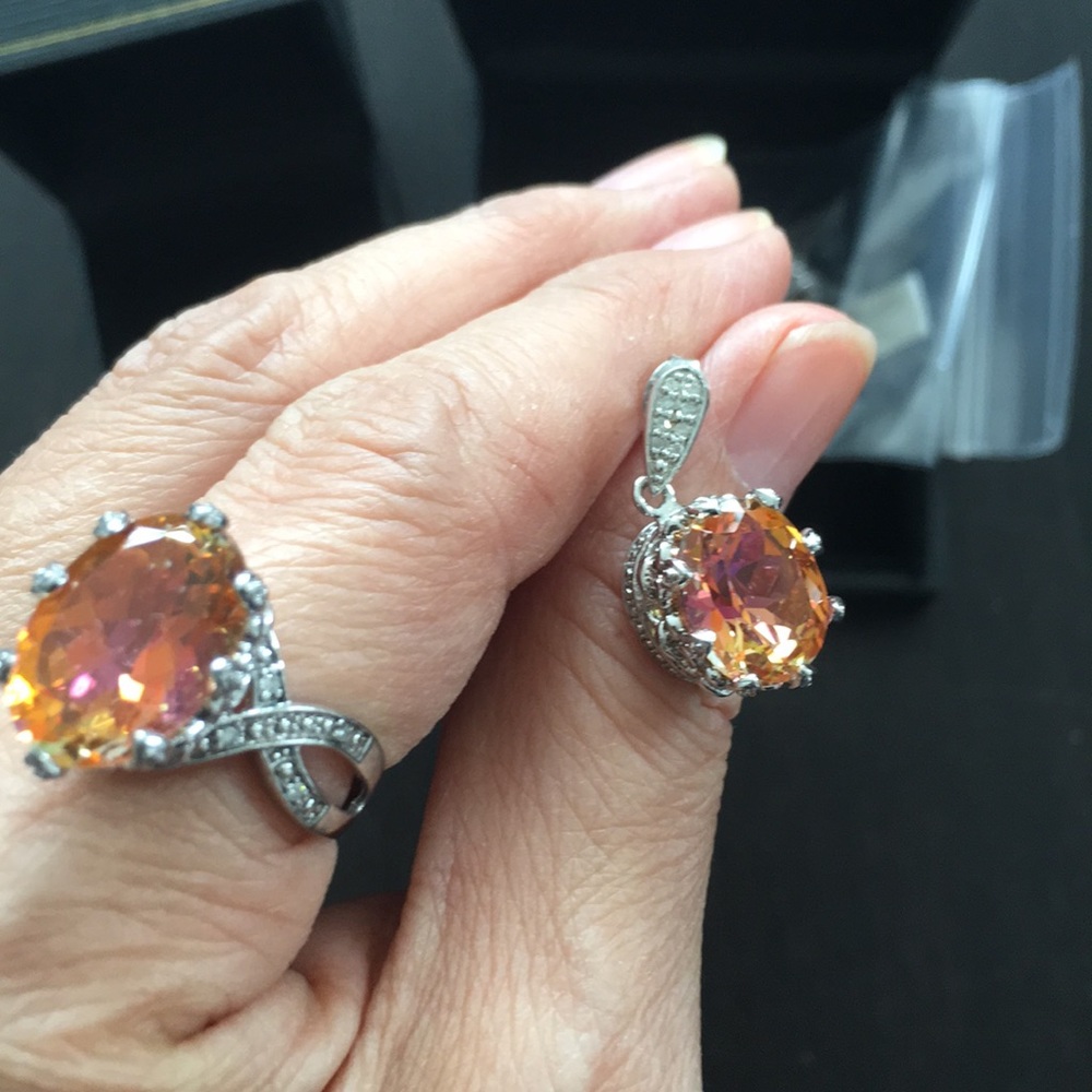 .925 sterling silver crown ring earrings gemstone